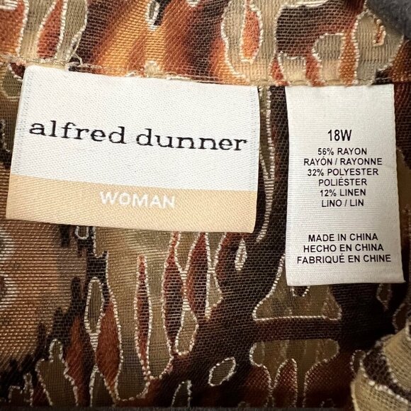 Linen Blend Sheer Brown Safari Cheetah Print Office Career Button down Women 18W - Picture 2 of 10